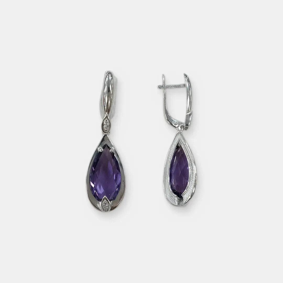 Серебряные серьги с аметистами